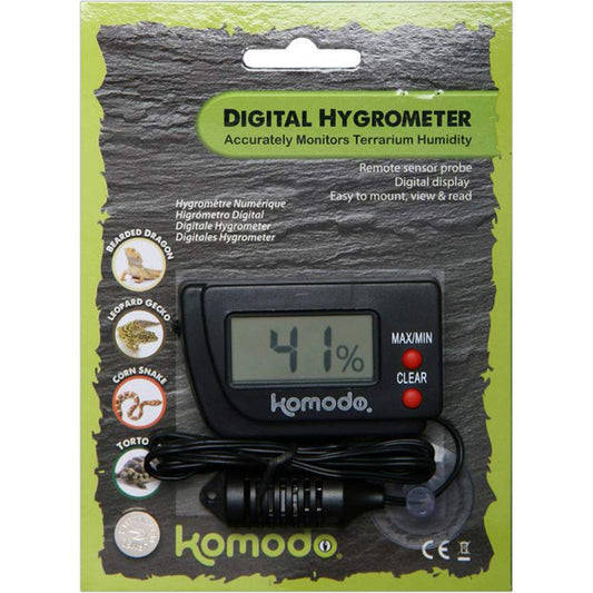 Komodo Digital Hygrometer, Digital Hygrometer for Reptile Habitats,black|green