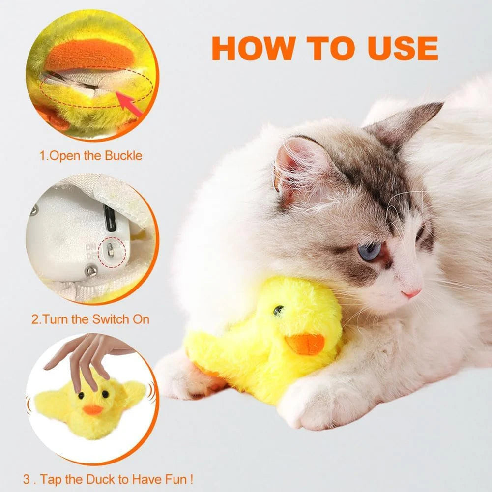 Flapping Duck Cat Toy Rechargeable Cat Exercise Plush Duck with Lifelike Quack Chirping Kitten Catnip Toy Cat Kicker Toys