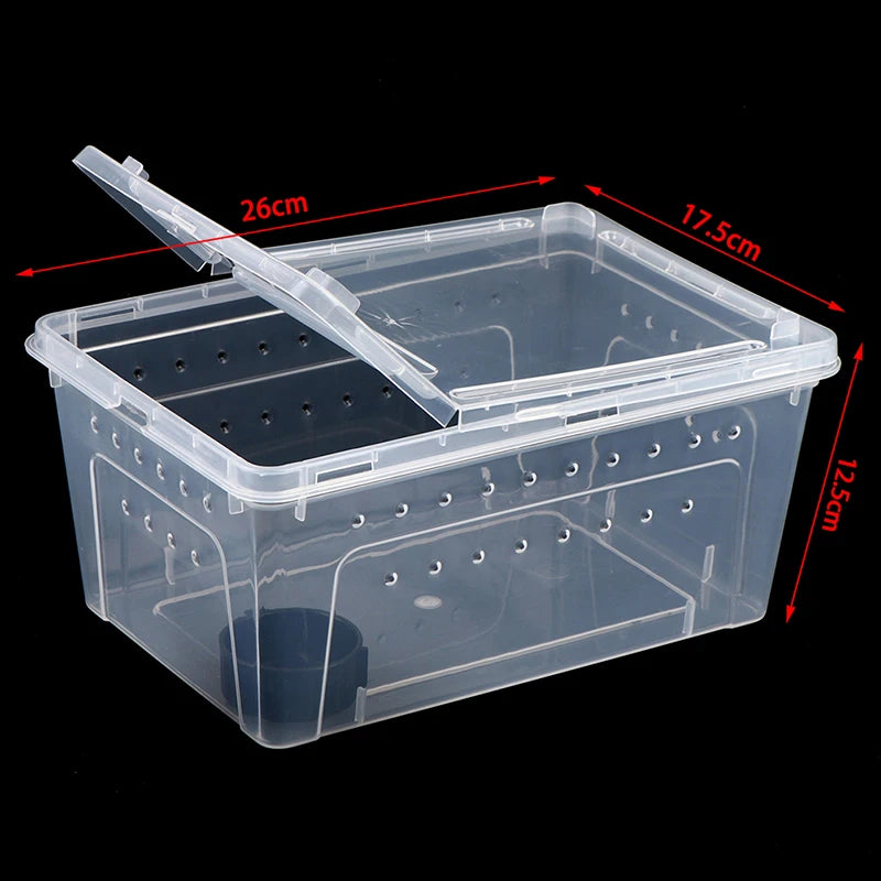 1PC Clear Transparent Reptile Spider Breeding Feeding Box Insect Rearing Hatching Containers for Frogs Small Animals Supplie