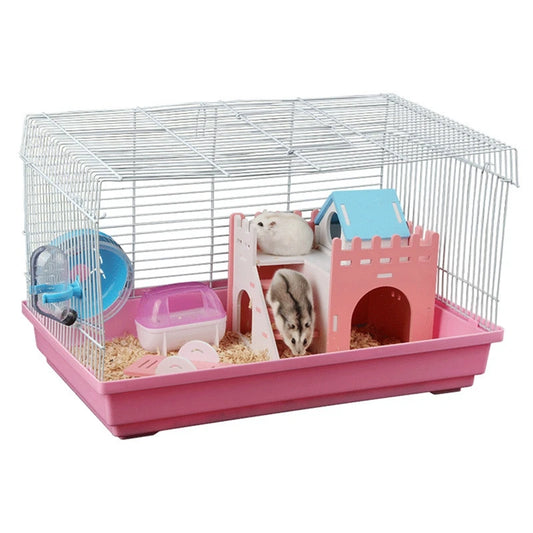 Two-Tier Plastic Hamster Cage House With Ladder And Hideouts Toy Set