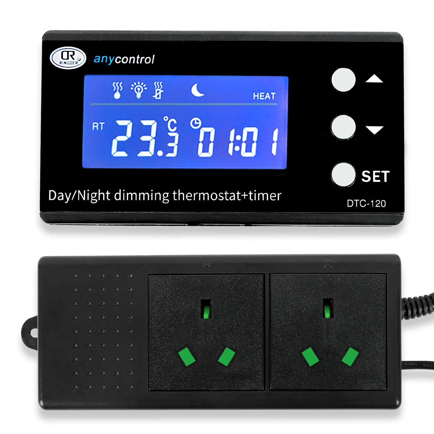 Digital Reptile Thermostat LCD Display High Accuracy Multipurpose Day/Night Dimming Digital Timer for Aquarium Terrarium