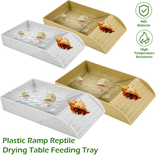 Tortoise Food Dish with Ramp and Basking Platform Leaf Tortoise Water Food Bowls Reptile Water Dish Turtle Reptile Pool