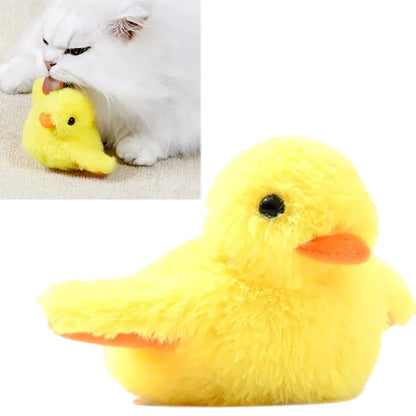 Flapping Duck Cat Toy Rechargeable Cat Exercise Plush Duck with Lifelike Quack Chirping Kitten Catnip Toy Cat Kicker Toys