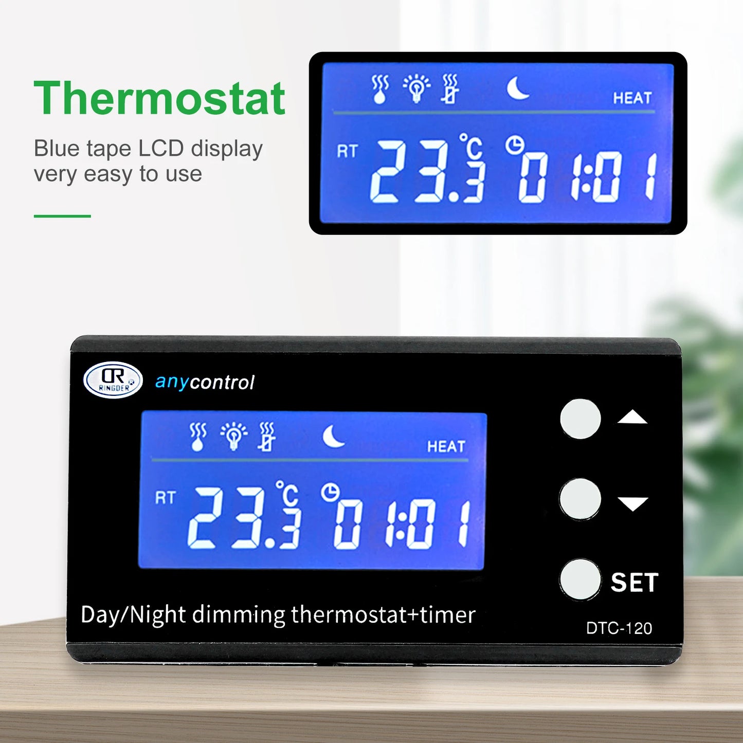 Digital Reptile Thermostat LCD Display High Accuracy Multipurpose Day/Night Dimming Digital Timer for Aquarium Terrarium