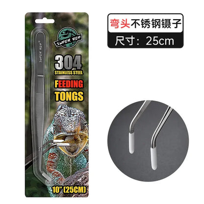 Reptile stainless steel feeding tweezers elbow straight head climbing pet crocodile turtle turtle chameleon palace cricket