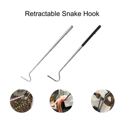 Snake Hook Retractable Professional Snake Catching Tool Reptiles Stainless Steel Hook Accessorie