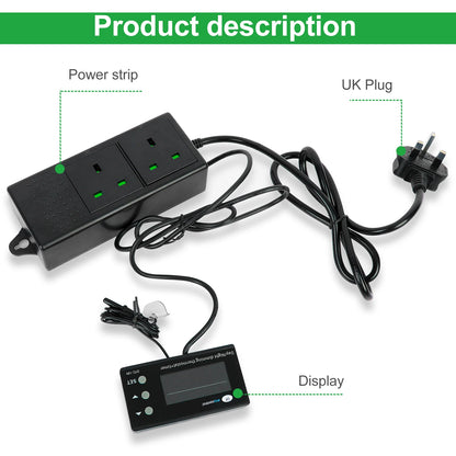 Digital Reptile Thermostat LCD Display High Accuracy Multipurpose Day/Night Dimming Digital Timer for Aquarium Terrarium