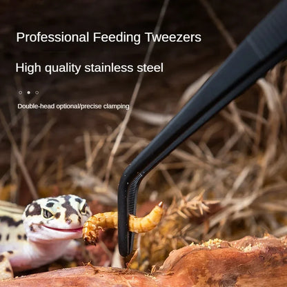 Reptile stainless steel feeding tweezers elbow straight head climbing pet crocodile turtle turtle chameleon palace cricket