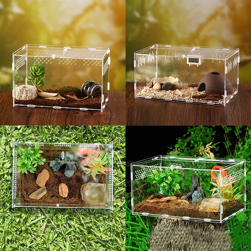 Reptile Breeding Box Acrylic Turtle Spider Lizard Acrylic Transparent Insect Breathable Acrylic Box Breeding Nest