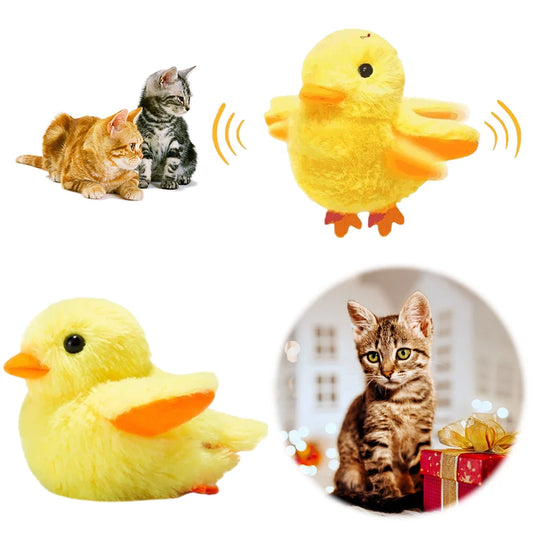 Flapping Duck Cat Toy Rechargeable Cat Exercise Plush Duck with Lifelike Quack Chirping Kitten Catnip Toy Cat Kicker Toys