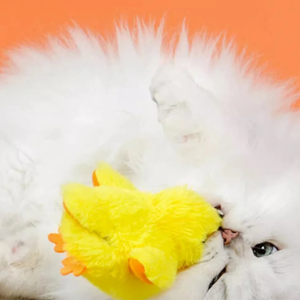 Flapping Duck Cat Toy Rechargeable Cat Exercise Plush Duck with Lifelike Quack Chirping Kitten Catnip Toy Cat Kicker Toys