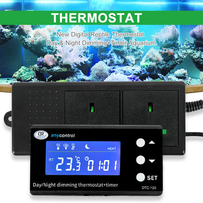 Digital Reptile Thermostat LCD Display High Accuracy Multipurpose Day/Night Dimming Digital Timer for Aquarium Terrarium