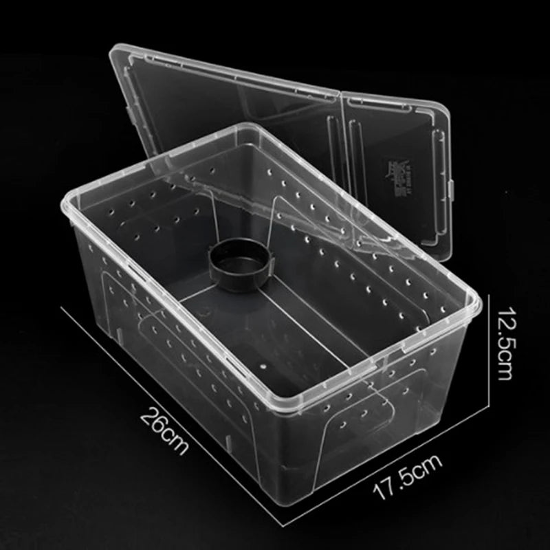 1PC Clear Transparent Reptile Spider Breeding Feeding Box Insect Rearing Hatching Containers for Frogs Small Animals Supplie