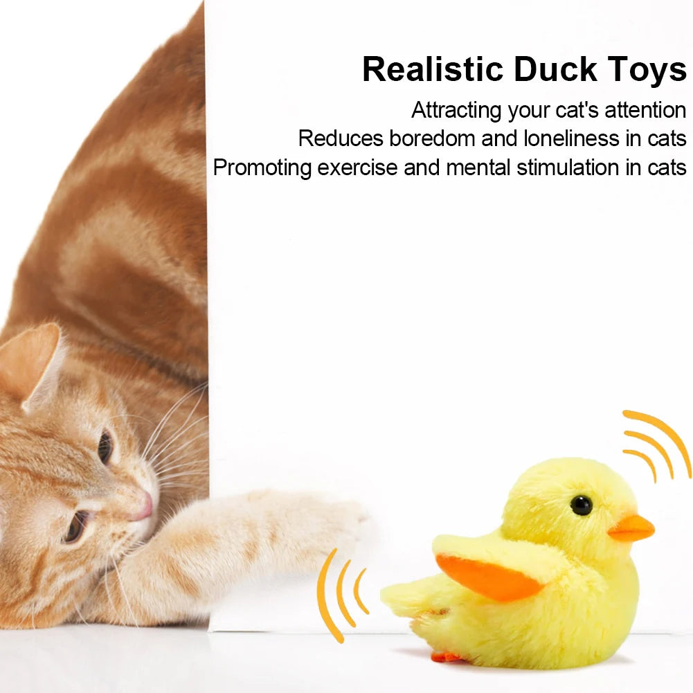 Flapping Duck Cat Toy Rechargeable Cat Exercise Plush Duck with Lifelike Quack Chirping Kitten Catnip Toy Cat Kicker Toys