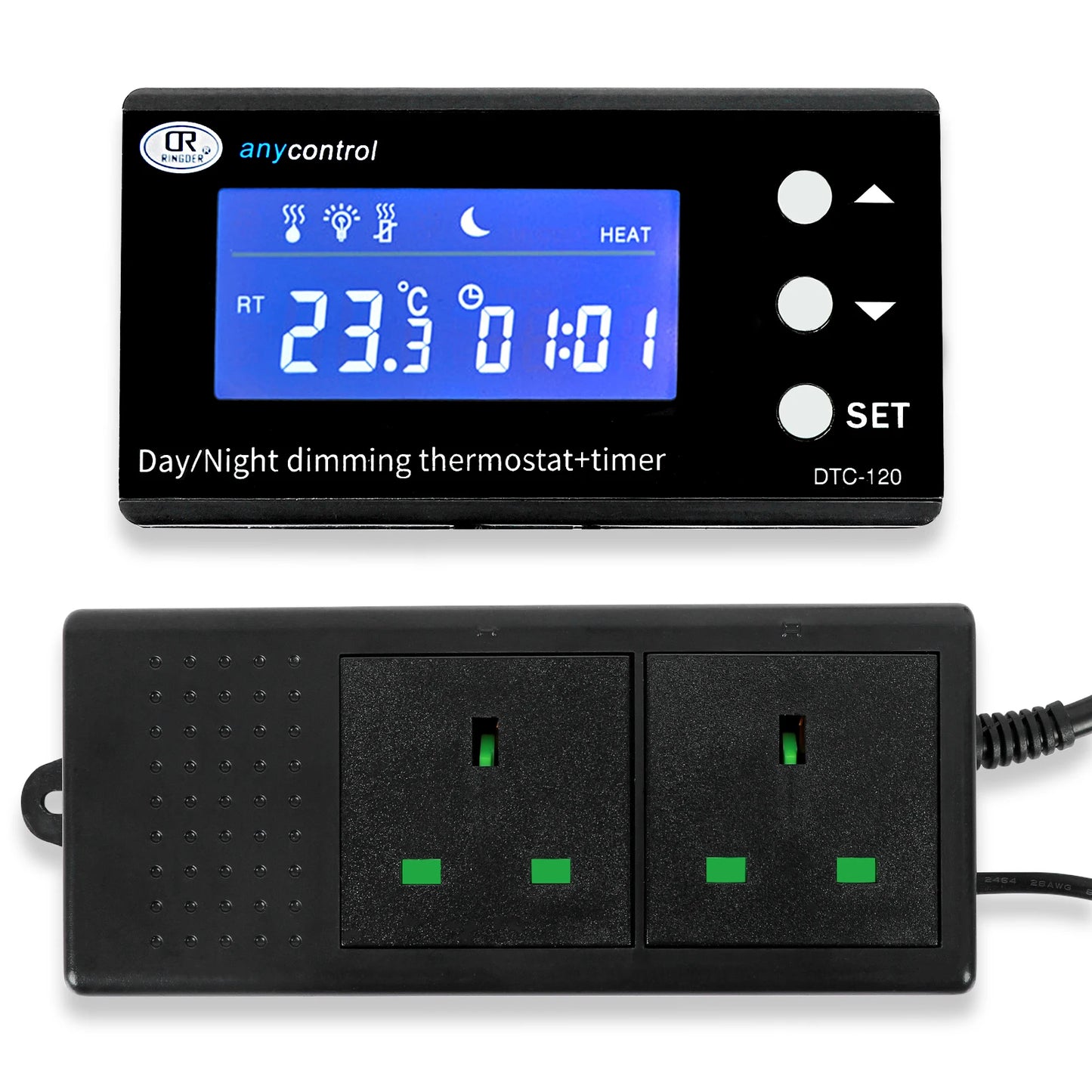 Digital Reptile Thermostat LCD Display High Accuracy Multipurpose Day/Night Dimming Digital Timer for Aquarium Terrarium