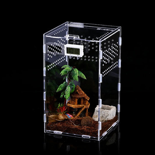 Acrylic Transparent Reptile Terrarium Habitat Breeding Box Reptiles Cage Nano Arboreal Tarantula Enclosure