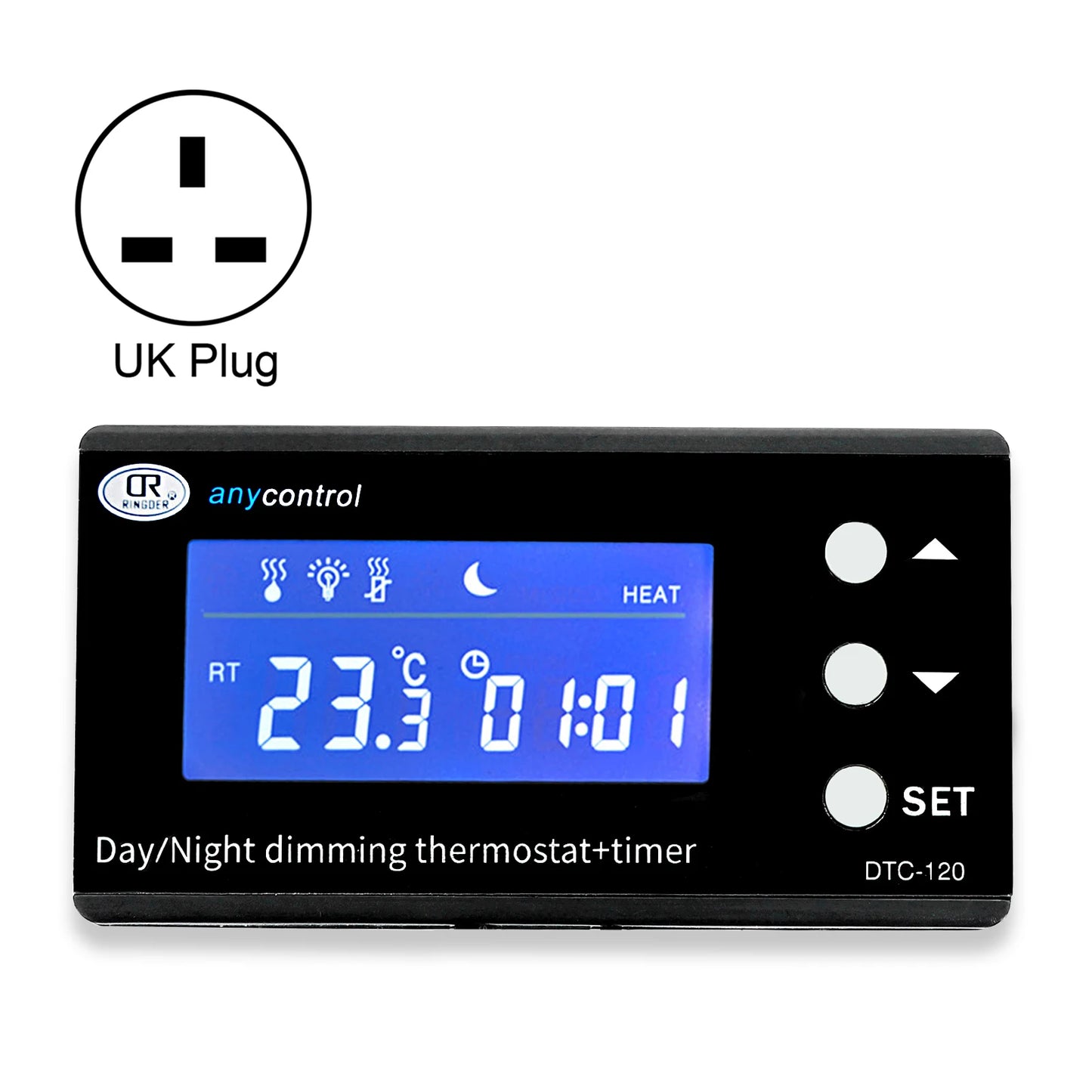 Digital Reptile Thermostat LCD Display High Accuracy Multipurpose Day/Night Dimming Digital Timer for Aquarium Terrarium